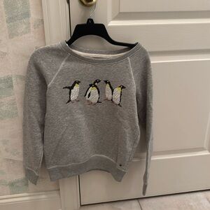 🐧American Eagle Penguin‎ Sequin Sweatshirt Women’s Size XS Gray🐧
